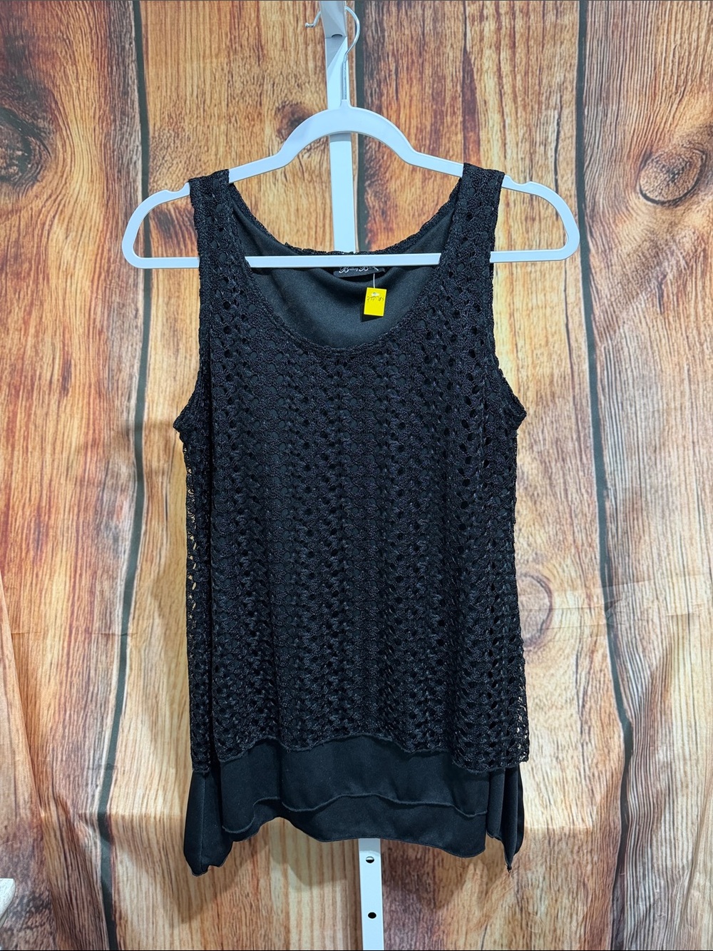 🚨(4/$10) Brittany Black Lace Lined Tank Top Size M